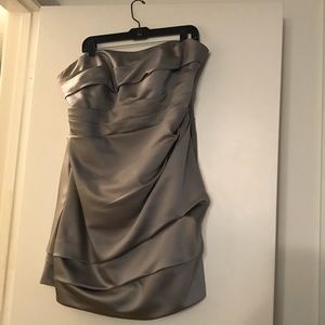 Short silver bridesmaid dress